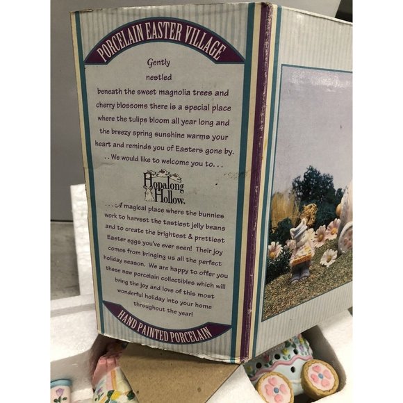 EASTER PORCELAIN 7 Piece Set TRAIN 3 PCS EGGS -...